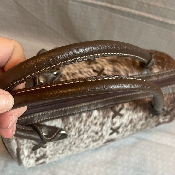 Flavia Maria Spotted Pony Hair on Hide Satchel - Picture 6 of 13